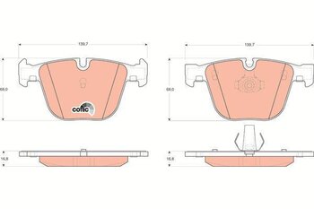 PASTILHA FREIO BMW 7 (E38) 740 i, iL 1996 2001 68X139,7X16,8