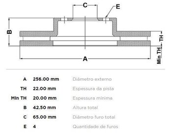 KIT 2 PÇs DISCO FREIO CHERY CELER Hatch 1.5 Flex DIANT 2013 2015 26X26X12