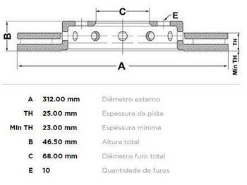 DISCO FREIO AUDI A4 B6 (8E2) 3.0 DIANT 2001 2004 32X32X12