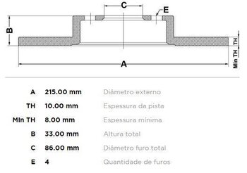 DISCO FREIO SUZUKI ALTO III (EF) 1.0 Turbo (SA310) DIANT 1985 1989 22x22x12