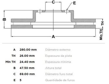 DISCO FREIO HYUNDAI i30 (FD) 2.0 GLS CVVT EIXO DIANTEIRO 2009 2012 29X29X12