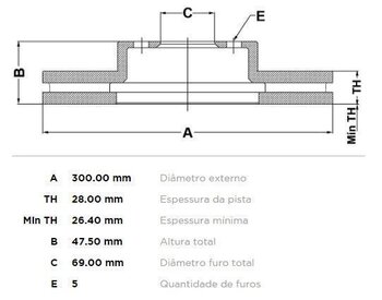 KIT 2 PÇs DISCO FREIO HYUNDAI i30 SW (FD) 2.0 GLS CVVT DIANT 2010 2012 47,8