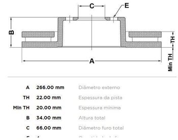 DISCO FREIO CITROËN BERLINGO / BERLINGO FIRST Caixa/Minivan (M_) 1.8 Multispace EIXO DIANTEIRO 1998 2002 34