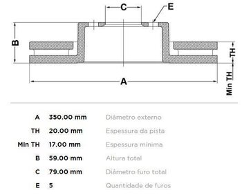 KIT 2 PÇs DISCO FREIO LAND ROVER RANGE ROVER III (L322) 5.0 SC V8 4x4 EIXO TRASEIRO 2009 2013 36X36X12