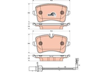 PASTILHA FREIO AUDI Q5 (8RB) 2.0 TFSI quattro EIXO TRASEIRO 2009 2012 116,4X17,5