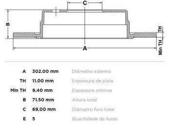 KIT 2 PÇs DISCO FREIO HYUNDAI SANTA FÉ II (CM) 2.4 GLS 2011 2012