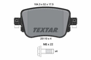 PASTILHA FREIO AUDI Q3 (8UB, 8UG) 1.4 TSI EIXO TRASEIRO 2015 2017 104,2X52X17,5