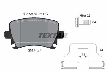 PASTILHA FREIO AUDI TT (8J3) 2.0 TTS quattro EIXO TRASEIRO 2008 2014 105,5X55,9X17,2