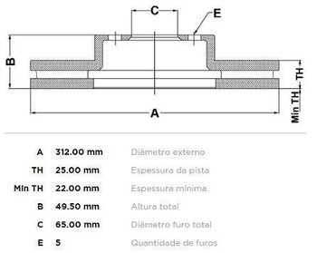 DISCO FREIO VW PASSAT B6 (3C2) 2.0 FSI Confortline EIXO DIANTEIRO 2005 2010 32X32X12