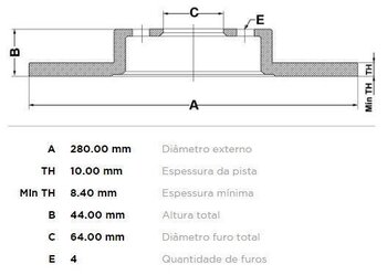 KIT 2 PÇs DISCO FREIO MINI MINI ESPORTIVO (R56) Cooper S 2010 2014 29X29X12