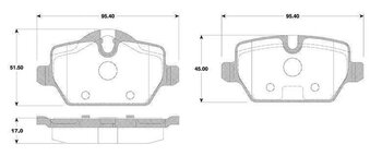 PASTILHA FREIO MINI MINI PACEMAN HATCH PEQUENO (R61) Cooper S ALL4 EIXO TRASEIRO 2013 2014 95,4X17