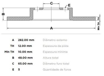 DISCO FREIO VW PASSAT B6 (3C2) 2.0 FSI Confortline TRAS 2005 2010 29X29X12