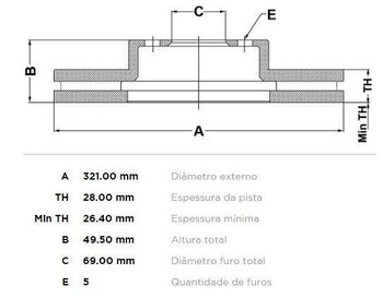 DISCO FREIO DIANT KIA OPTIMA (FSGDS6B) 2.4 EX 2012 0 33x33x12