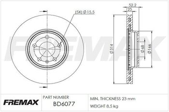 DISCO FREIO AUDI A4 B8 (8K2) 2.0 TFSI EIXO DIANTEIRO 2013 2015 32X32X12