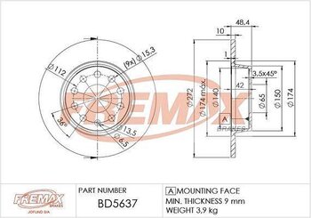 KIT 2 PÇs DISCO FREIO AUDI A3 (8V1, 8VK) 1.8 TFSI TRAS 2012 2014 28X28X12