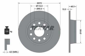 DISCO FREIO AUDI A3 (8V1, 8VK) 1.8 TFSI EIXO TRASEIRO 2012 2014 48,3