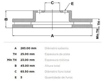 KIT 2 PÇs DISCO FREIO CHERY A3 Hatchback 1.6 DIANT 2010 EM DIANTE 29X29X12