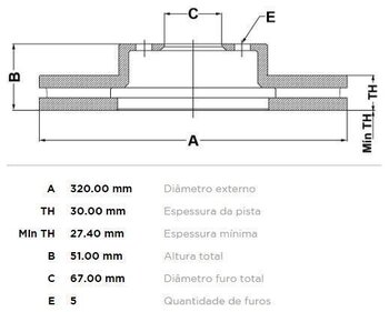 DISCO FREIO MERCEDES-BENZ A-CLASS (W176) A 250 (176.044) EIXO DIANTEIRO 2014 2018 33X33X12