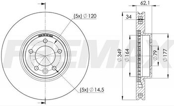 DISCO FREIO LAND ROVER DISCOVERY V (L462) 3.0 Td6 4x4 EIXO DIANTEIRO 2017 2020 62