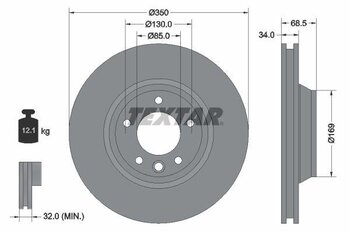 DISCO FREIO VW TOUAREG (7LA, 7L6, 7L7) 3.2 V6 EIXO DIANTEIRO LADO DIREITO 2004 2006 68,5