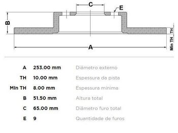 KIT 2 PÇs DISCO FREIO VW APOLLO tres volumes 1.4 TSI TRAS 2014 EM DIANTE 51