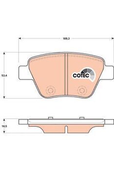 PASTILHA FREIO AUDI A3 (8P1) 1.6 EIXO TRASEIRO 2005 2012 109,3X53,4X16,5