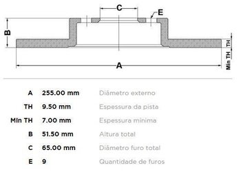 DISCO FREIO 26x26x12 METALURGICA DS LTDA (CADASTRO) VW FUSCA (5C1, 5C2) 2013 2014 2.0 TFSI Hatch