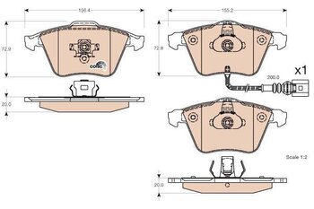 PASTILHA FREIO VW EOS (1F7, 1F8) 2.0 TFSI EIXO DIANTEIRO 2006 2010 72,9X156,4X20