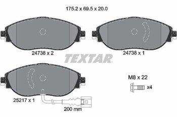 PASTILHA FREIO VW GOLF VII (5G1, BQ1, BE1, BE2, BC1, BC2) 2.0 TSI GTI EIXO DIANTEIRO 2013 2018 175,2X69,5X20