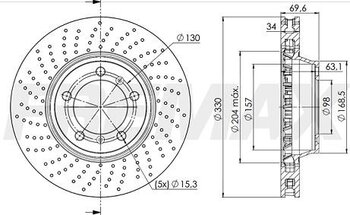 DISCO FREIO PORSCHE 718 BOXSTER (982) 2.5 S (982330, 982331) EIXO DIANTEIRO LADO ESQUERDO 2017 EM DIANTE 69,5