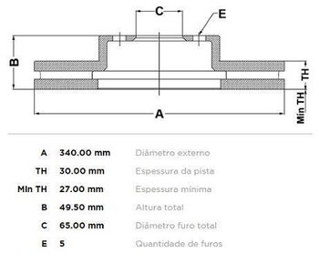 DISCO FREIO AUDI A3 Limousine (8VS, 8VM) S3 quattro EIXO DIANTEIRO 2014 2016 35X35X12