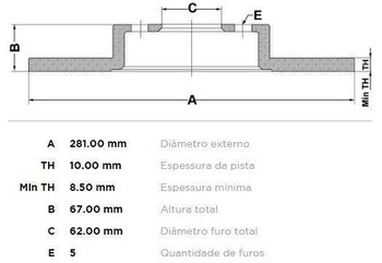 KIT 2 PÇs DISCO FREIO TOYOTA CAMRY Sedan (_V4_) 3.5 (GSV40_) TRAS 2006 2012 29X29X12