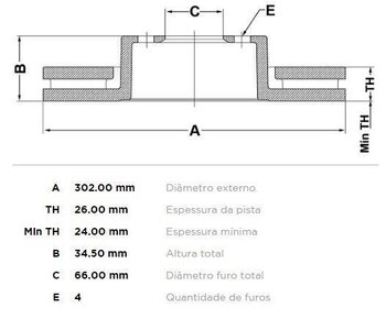 DISCO FREIO CITROËN C4 GRAND PICASSO I (UA_) 2.0 i 16V DIANT 2010 2013 31x31x12