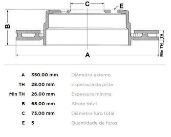 DISCO FREIO CHRYSLER 300 C (LX) 5.7 2005 2014 36X36X12