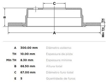 KIT 2 PÇs DISCO FREIO MERCEDES-BENZ E-CLASS (W212) E 250 CGI (212.047, 212.147) TRAS 2009 2015 31X31X12