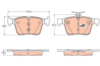 PASTILHA FREIO VW APOLLO tres volumes 2.0 TRAS 2015 EM DIANTE 123,00X16,20