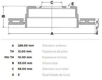 DISCO FREIO VOLVO S60 I (384) 2.0 T5 TRAS 2000 2009 29X29X12