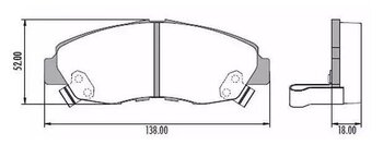 PASTILHA FREIO HONDA ACCORD IV Aerodeck (CB) 2.2 LX (CB8, CB9) EIXO DIANTEIRO 1991 1994 137,1X51,8