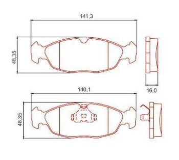 PASTILHA FREIO CHEVROLET ASTRA Combi 1.0 Alcool DIANT 2002 2005 141,3X48,3