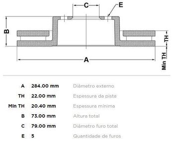 DISCO FREIO BMW 1 (E81) 118 i DIANT 2006 2011 29X29X12