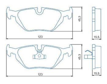 PASTILHA FREIO BMW 1 (E87) 120 i EIXO TRASEIRO 2007 2011 123,1X47,7X17,0