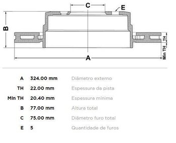 KIT 2 PÇs DISCO FREIO BMW 1 Coupé (E82) 135 i TRAS 2007 2010 33x33x12