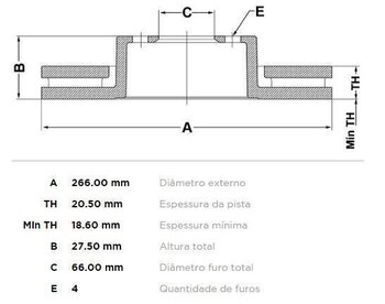 DISCO FREIO DS AIRCROSS 1.8 16V DIANT 2000 EM DIANTE 27X27X12