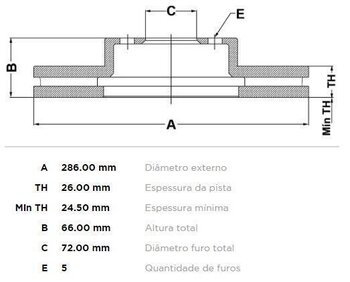 DISCO FREIO FORD USA AEROSTAR 3.0 4x4 DIANT 1990 1996 29X29X12