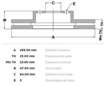 DISCO FREIO HONDA HR-V (RU) 1.8 i-VTEC Flexone DIANT 2015 2022 30x30x12