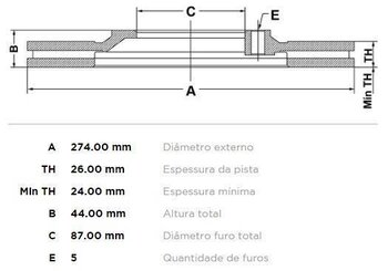 KIT 2 PCs DISCO FREIO HYUNDAI ACCENT I (X-3) 2.5 TCI DIANT 2004 EM DIANTE 28X28X12