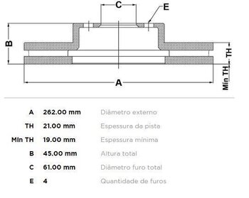 KIT 2 PÇs DISCO FREIO HONDA CITY VI Sedan (GM4, GM5, GM6, GM9, GM7) 1.5 EXL,Sport,CVT, Flex DIANT 2014 2021 45