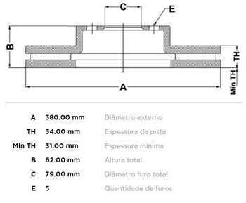 DISCO FREIO LAND ROVER RANGE ROVER IV (L405) 3.0 TDV6 4x4 DIANT 2013 2021 39X39X12