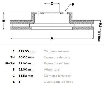 DISCO FREIO LAND ROVER RANGE ROVER EVOQUE (L538) 2.0 4x4 2011 2019 33x33x12