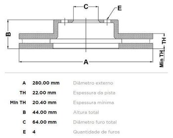 KIT 2 PÇs DISCO FREIO MINI MINI ESPORTIVO (R56) One DIANT 2011 2013 29X29X12